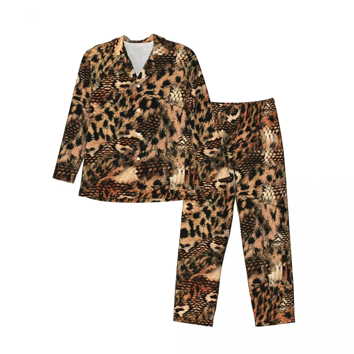 Men's Home Suits Long-sleeved Cobra Snake Skin With Leopard Skin Suits for Autumn and Winter Pajamas for Men