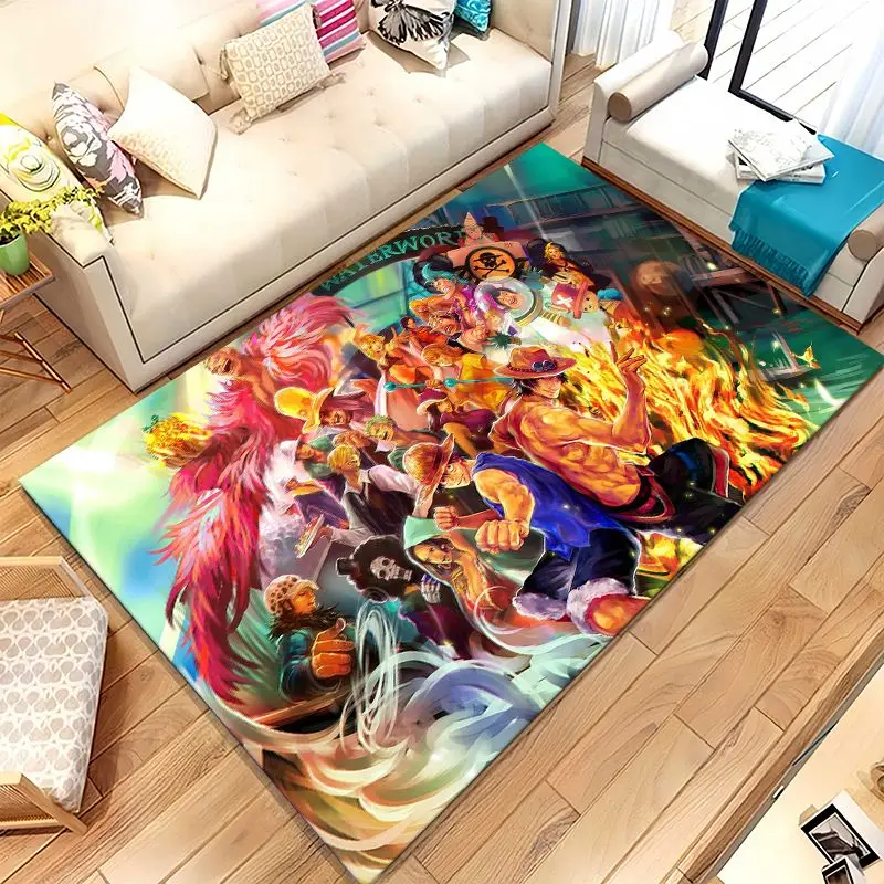 Anime Zoro One P-Piece Straw Hat Pirates Soft Non-Slip Area Rug for Living Room,Bedroom Playroom Carpet Mat for Sofa,Home Decor