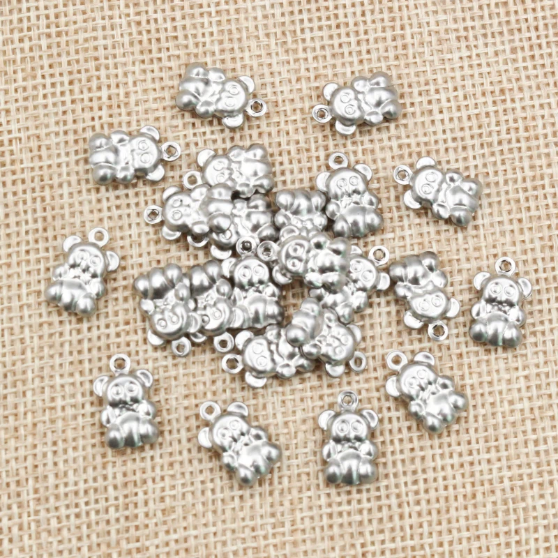 30pc/lot 13x8mm Bear Charms 316 Stainless Steel Bear Cute for necklace pendant charms diy jewelry making