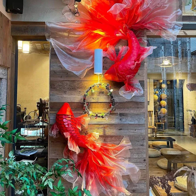 1Pc Handmade Red Fish Koi Scene New Year Hanging Decoration Shopping Pendant Spring Festival Wedding