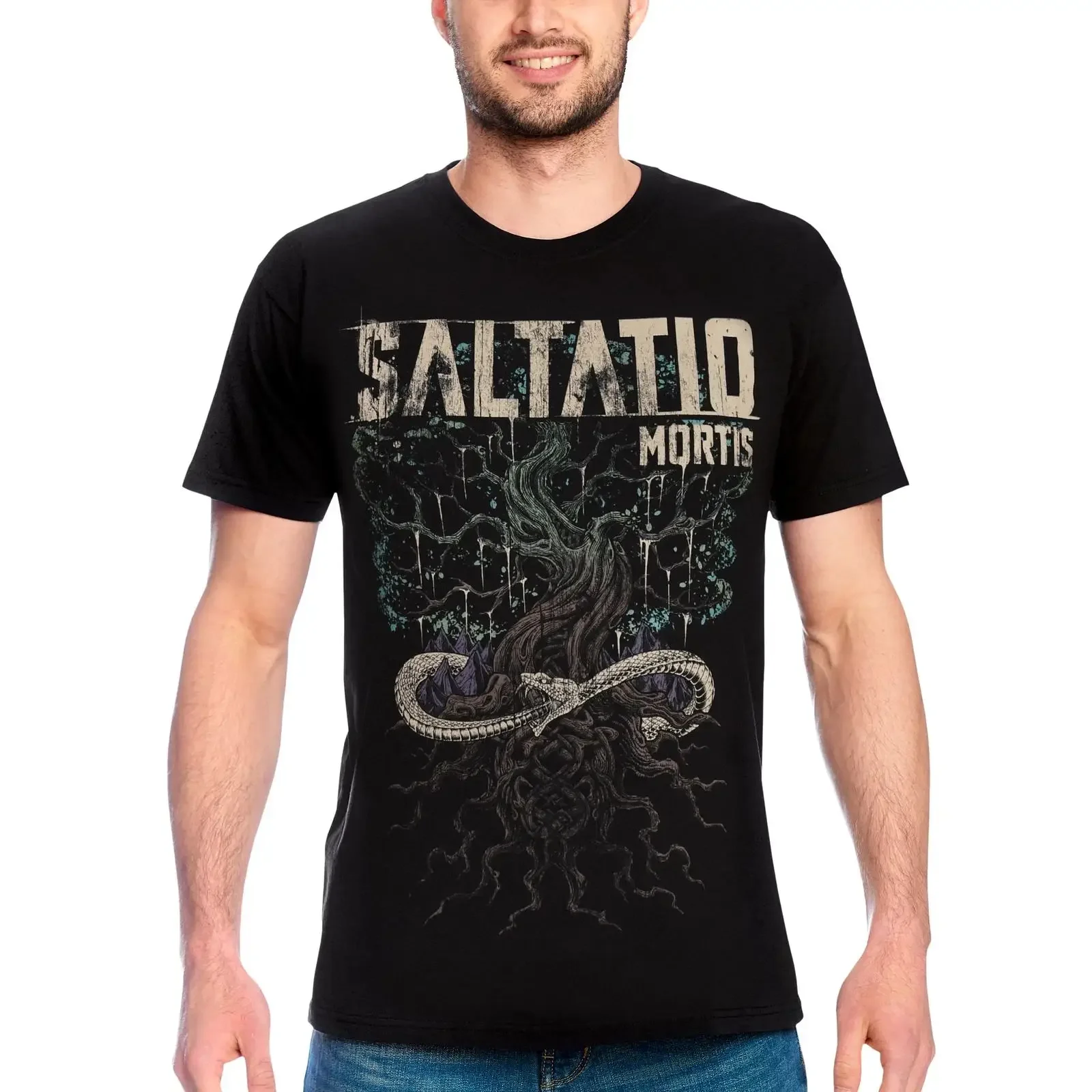 Saltatio Mortis Yggdrasil T Shirt schwarz Baumwolle vintage Washed fashion homme streetwear designer clothes Versatile Stylish