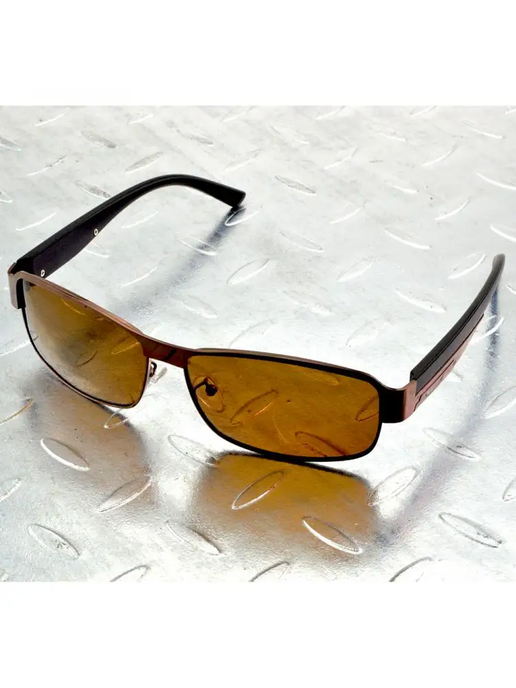 Alloy prostokąt brązowy spolaryzowane okulary Uv400 Uv100 % męskie tarcza sportowe brązowe soczewki okulary Outdoor Driving Fish — zdjęcie 2