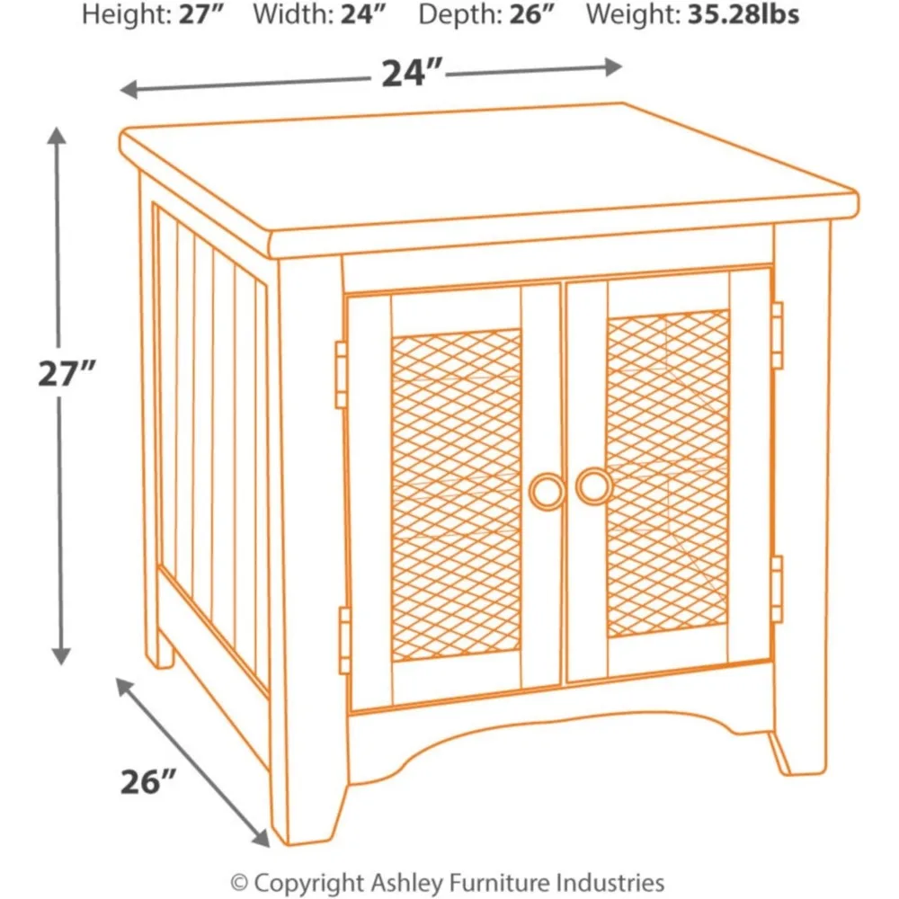 Wystfield Farmhouse End Table con contenitore, finitura bianca e marrone invecchiata