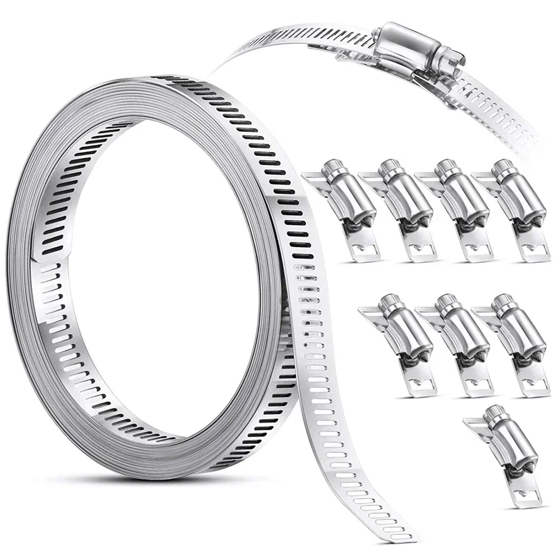 

Durable 304 Stainless Steel Worm Clamp with Fasteners – Adjustable Hose Clamp Strap for DIY Pipe Ducting