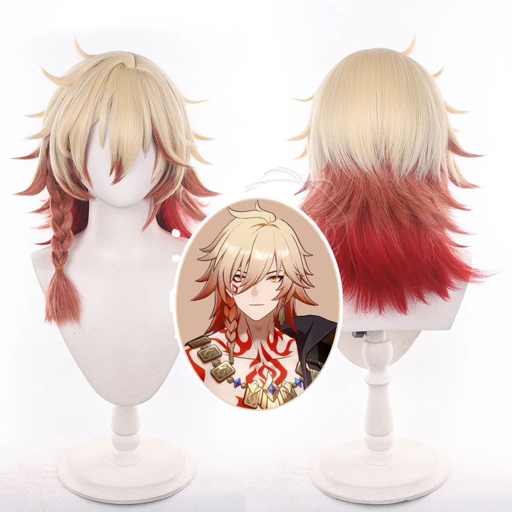

Anime Honkai Star Rail Mydeimos Cos Wigs Cosplay Costumes Headwear 50cm Long Simulation Scalp Thick Mixed Puffy Long Hair Wigs