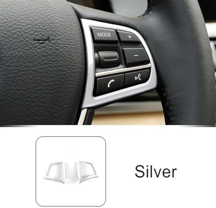 Silver Fiber Interior Steering Wheel Button Cover Decoration For BMW 5 Series F10 F11 F01 F02 2010-2017