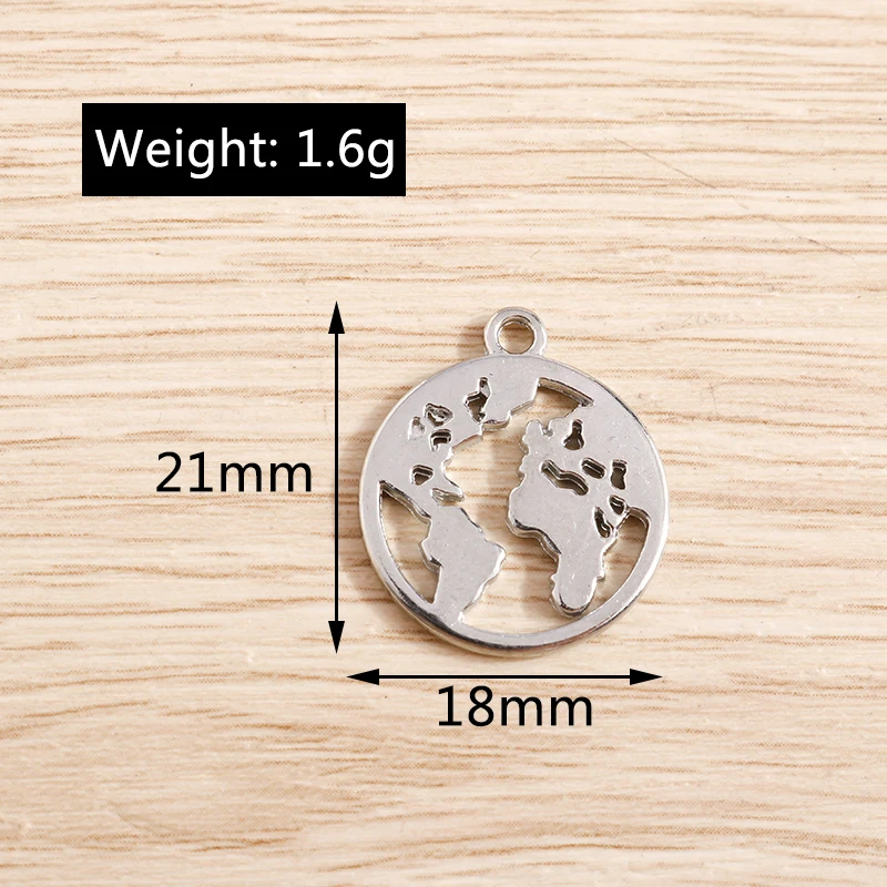 Tusember 20 Stück 18 x 21 mm Mode-Reise-Weltkarte-Charms für Schmuckherstellung, Bastelzubehör, DIY-Halskette, Armband – Detail 1