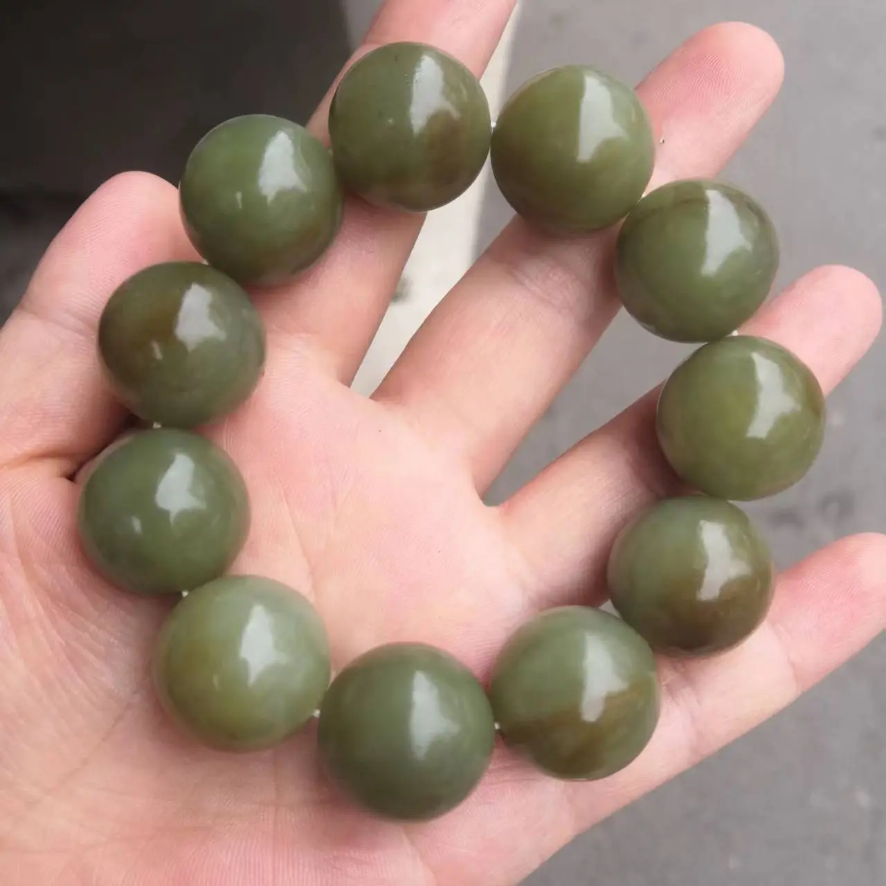 

NEW natural AAAA Nephrit jade perfect round bead bracelet Original colour exquisite Bracelet Men and women Fine Handring Jewelry