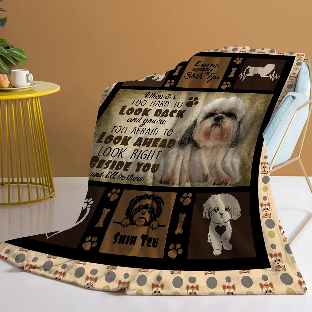

3d Printed Dog Throw Baby Blanket Cute Dog with White Hair Babes Carpet for Sofa Bed Living Room Suitable for All Season Cover