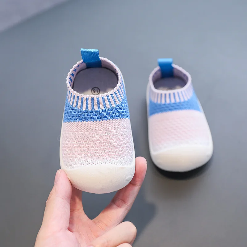 Baby Toddler Shoes Soft Bottom Breathable Flying Woven Spring and Autumn Baby Shoes New One-Year-Old 1-3 Non-Slip Knitted