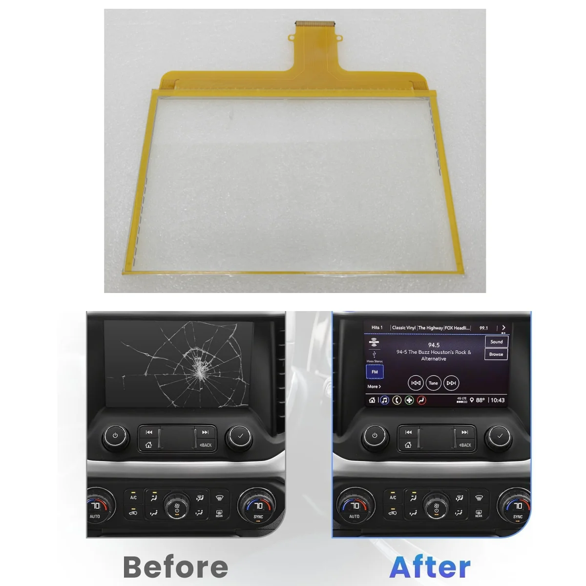 8 Inch Touch Panel DJ080EA-01K Navigation Display Digitizer Repair Part for Chevrolet S10 2020 Opel