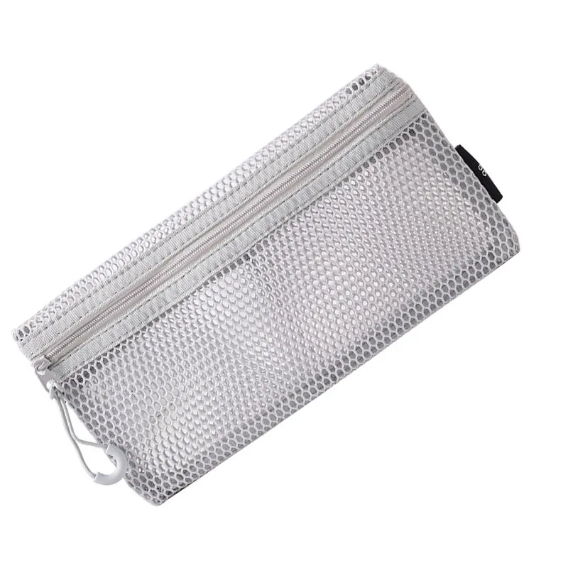 Breathable Mesh Zipper Storage Pouch Visible Large Capacity for Cosmetics Stationery Cables Travel Brush Organizer Case