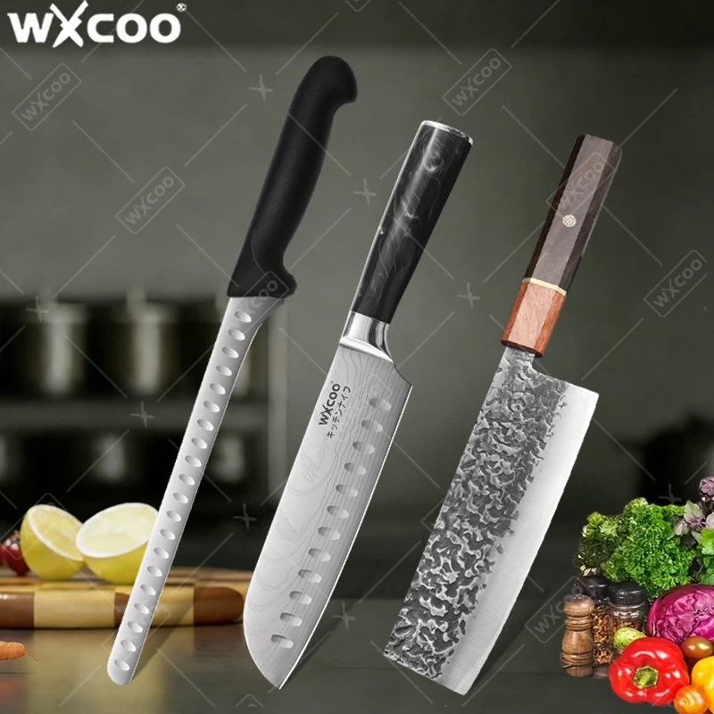 WXCOO Handgeschmiedetes Küchenmesser Multifunktionales Schinken-Schneidemesser Vielseitiges Messer für Fleisch- und Obstschneiden zum Kochen im Haushalt