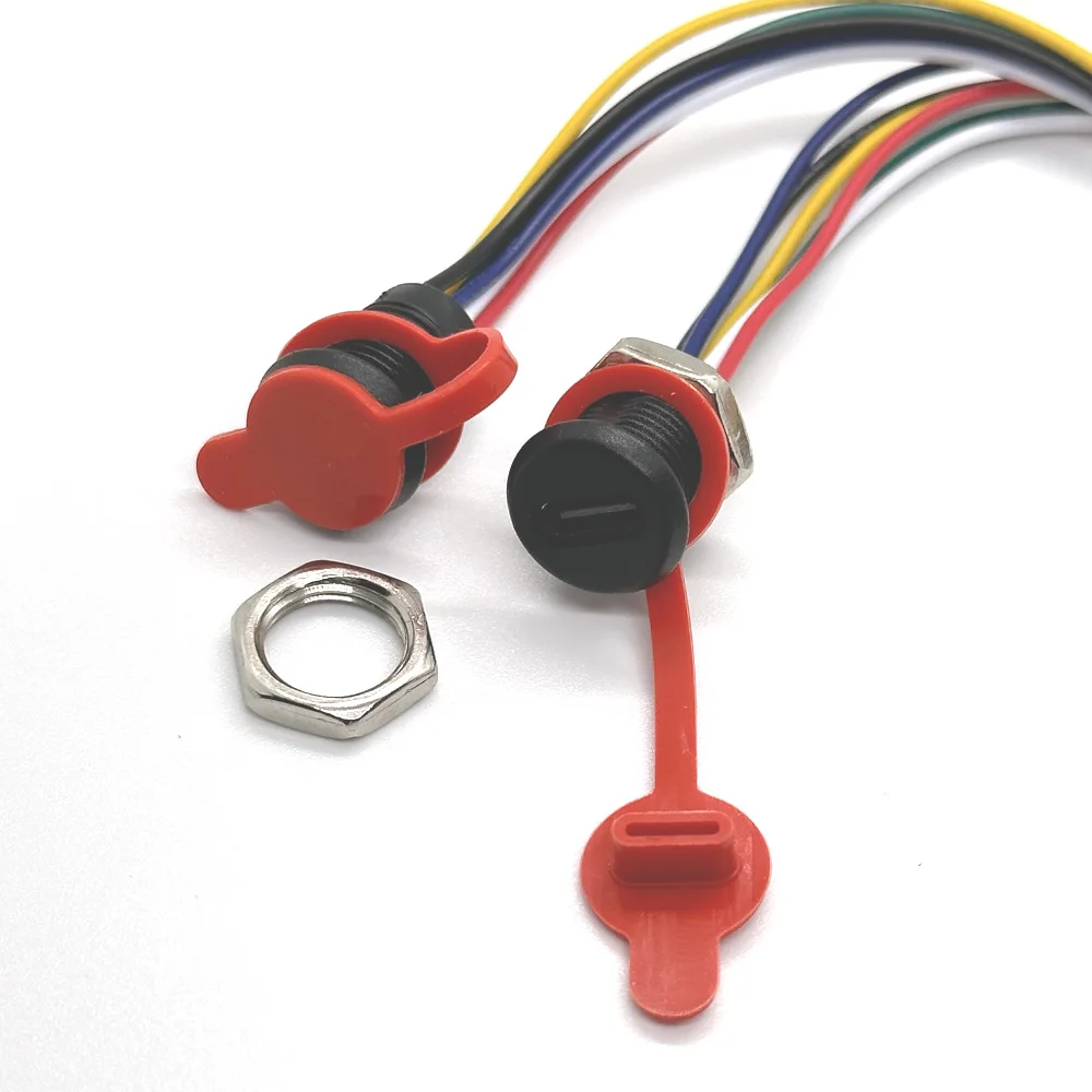 USB-C 2 4 5 6Pin high current charging socket with PH2.0 nut snap lock plate USB TYPE-C female waterproof female connector Jack