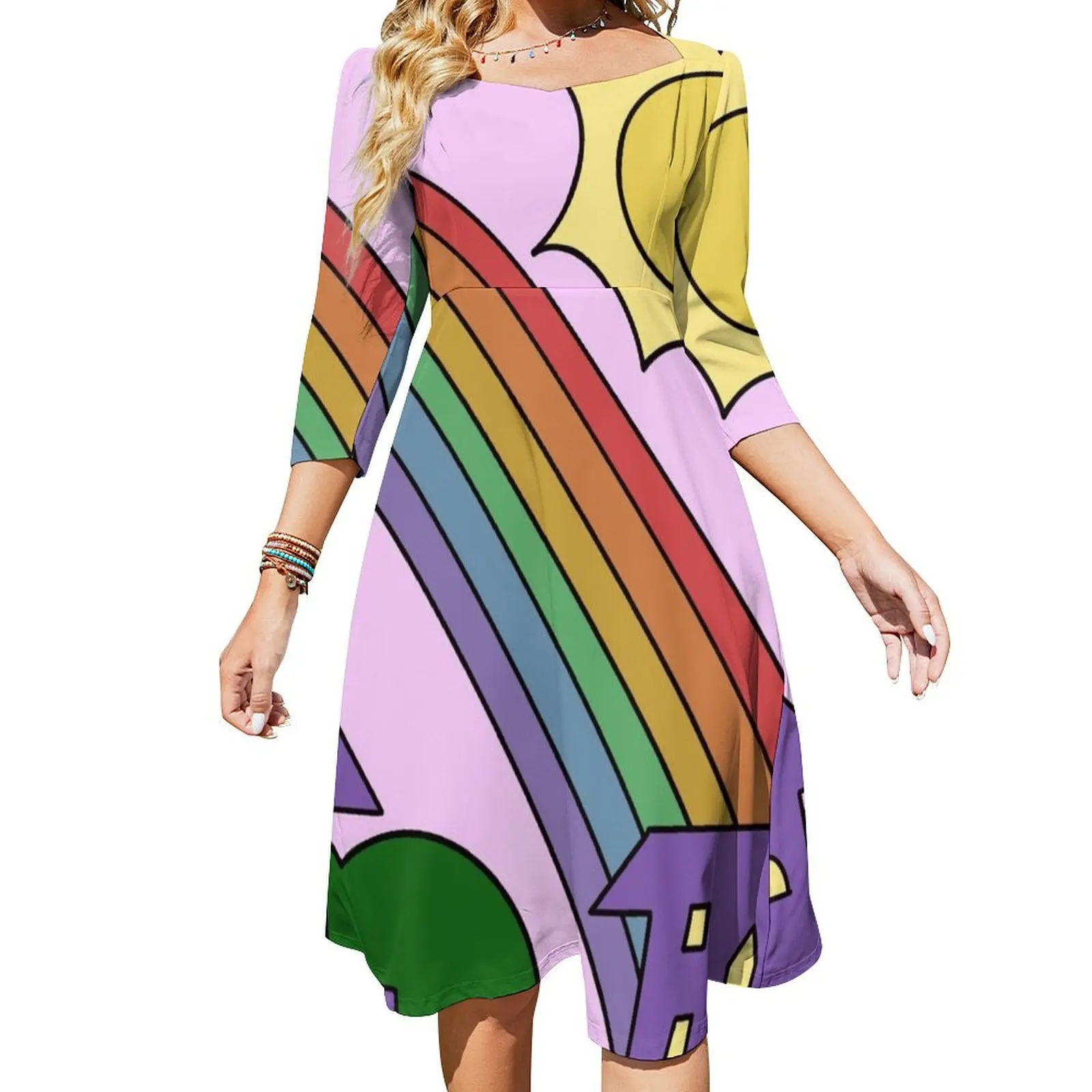 Miss Frizzle Makes a Rainbow Magic School Bus Flare Dress Womens dresses elegant women's dresses for wedding