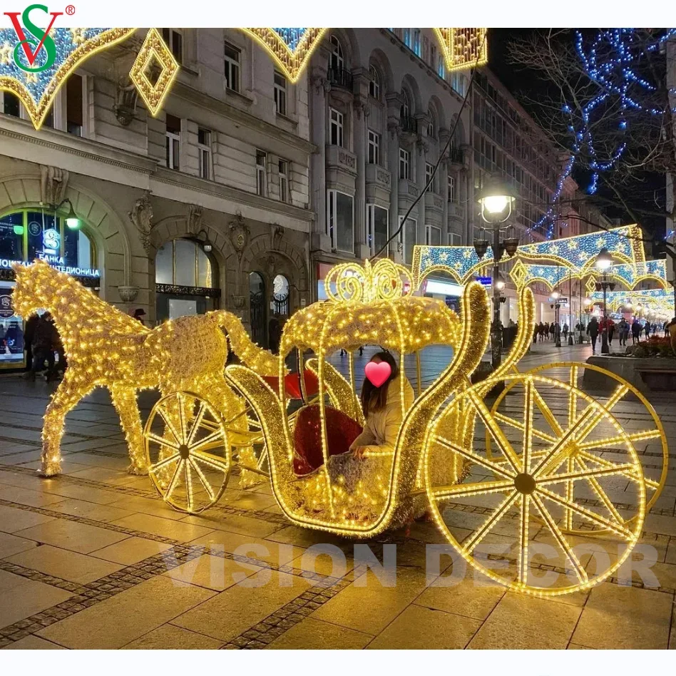 LED 3D Carruaje Luces para komercyjny powietrze libre de Navidad decoracion neodymowy