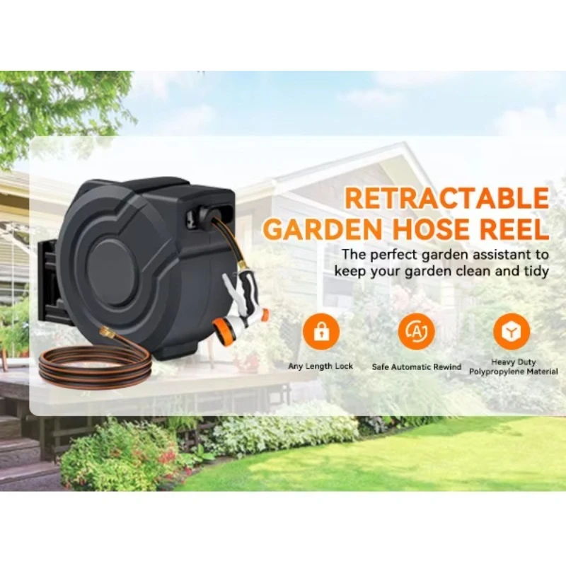 NEOTEC Hot Selling 30M 1/2 Waterslanghaspel Automatische Intrekbare Slanghaspel Set Watering Tuinslang Pijphaspel