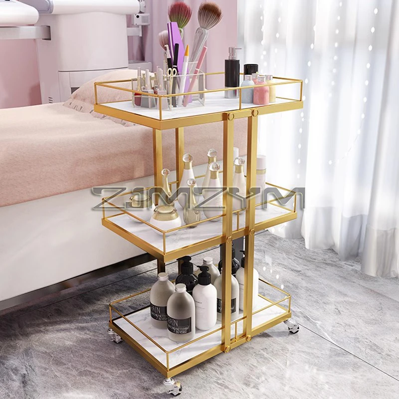 Multi-layer Iron Cart Beauty Salon Trolley Cart Food Serving Cart Manicure Auxiliary Hairdressing Furniture