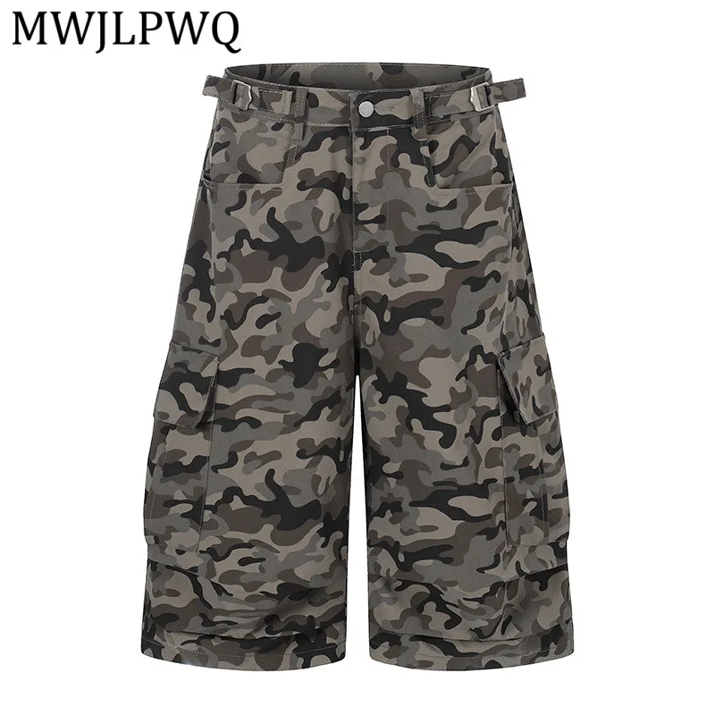 

MWJLPWQ American Retro Pleated Wide-Leg Camouflage Pants For Men 2026 Summer New Unisex Loose Casual Work Shorts 14840