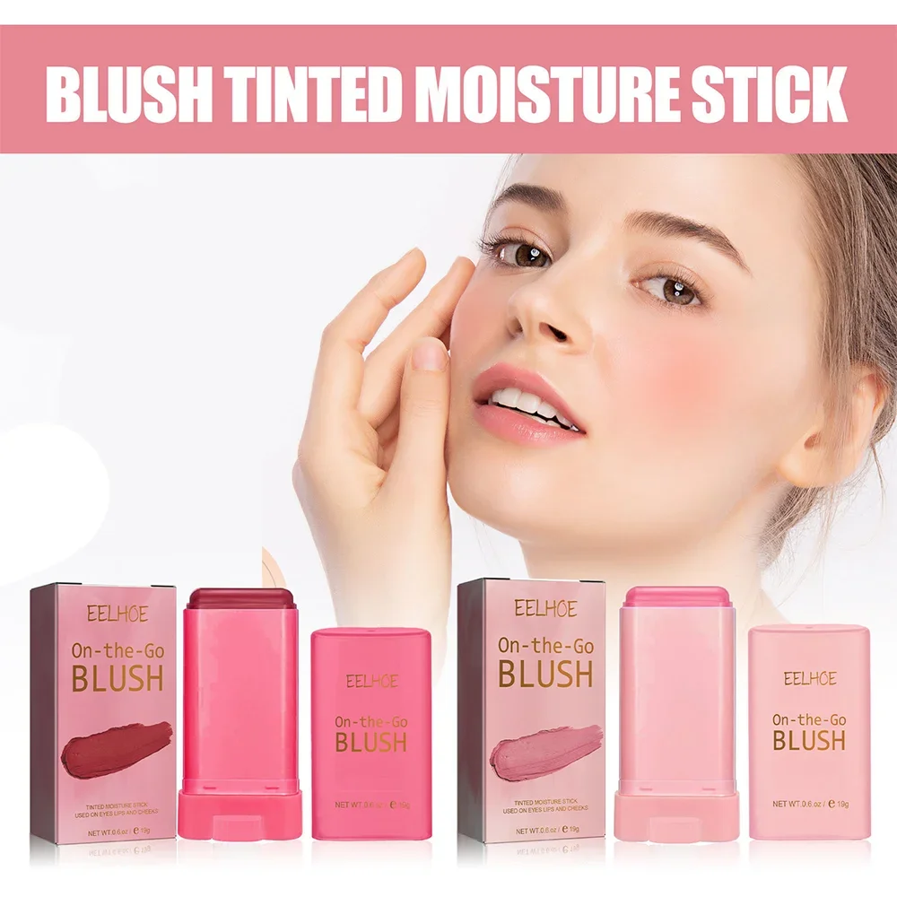 New Silky Matte Pearl Blush Cream Red Pink Natural Hydrating Lip and Cheek Blush Cream Stick Apply Blush on makeup korean blushe