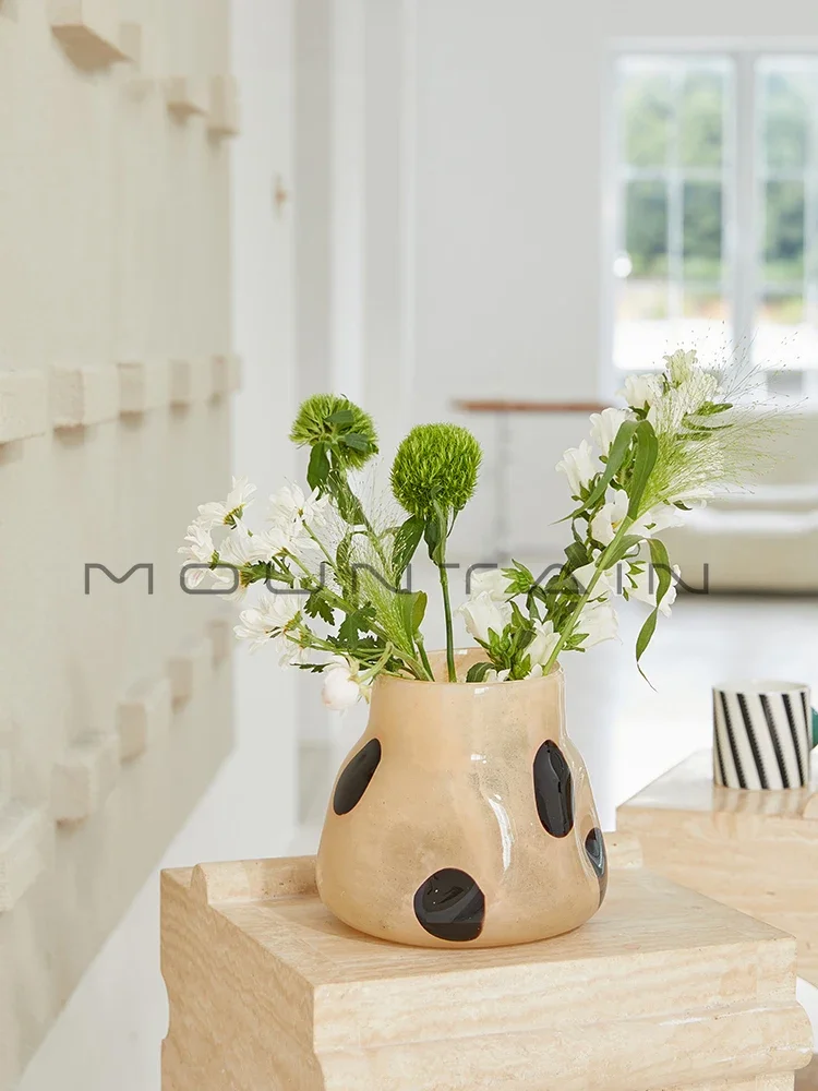 ins living room soft desktop vase ornament medieval compound striped glass