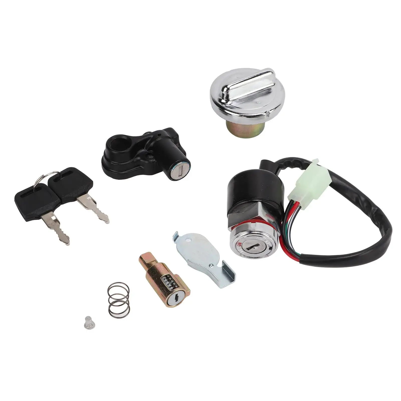 

Motorbike Parts Ignition Switch Cap Set Metal Alloy Helmet Lock Sturdy Wearproof with 2-Key Replacement for dax