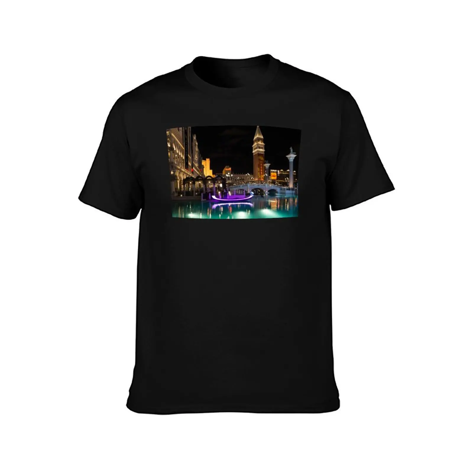 Lighting Up the Night in Neon - Colorful Canals and Gondolas at the Venetian Las Vegas T-Shirt Quick Dry Light Sports T-Shirt