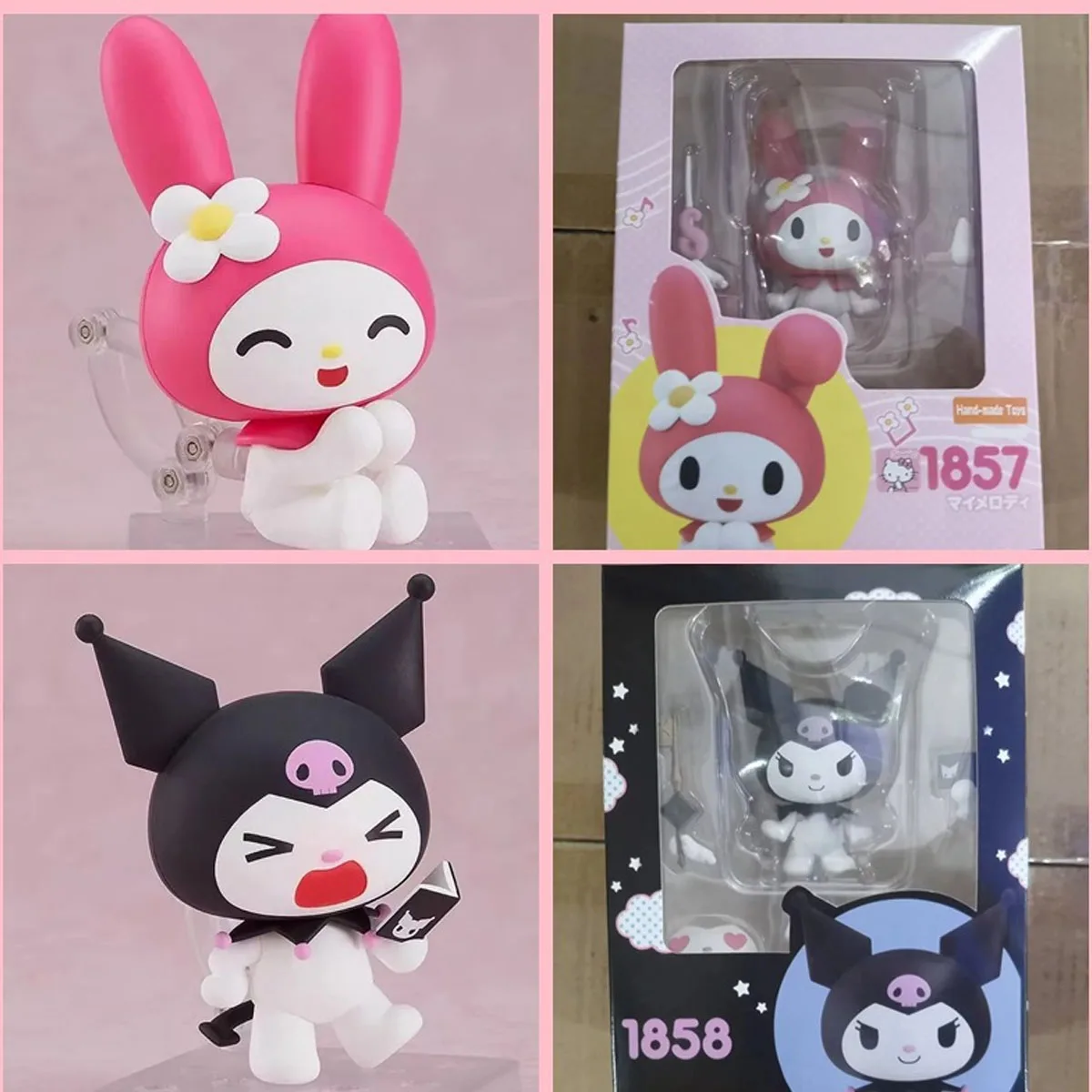 

10CM GSC Sanrio Kuromi 1858 My Melody 1857 Q Version Twin Pack Changeable Face Posable Clay Doll Figure Set Original Box Cute