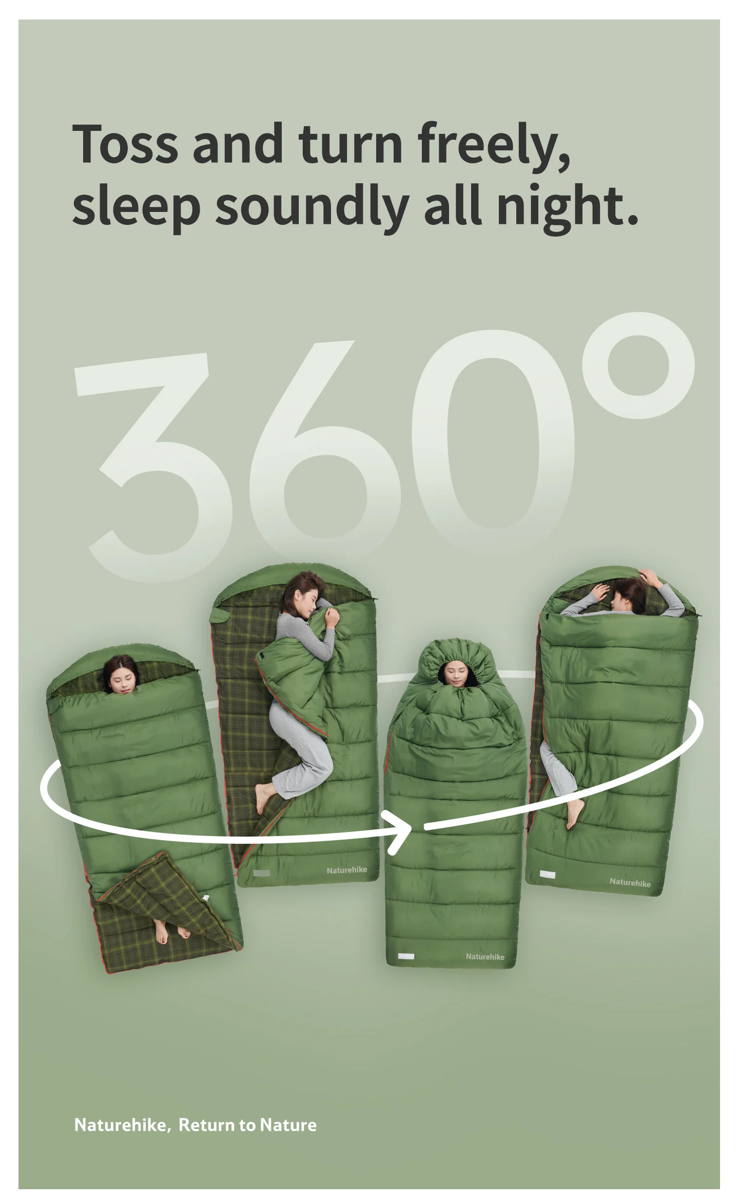 Naturehike 2026 Neuer Schlafsack mit Kapuze, große Seitenöffnungen, faltbar, doppellagig, warm, 4-Jahreszeiten-Camping-Schlafsack – Detail 3