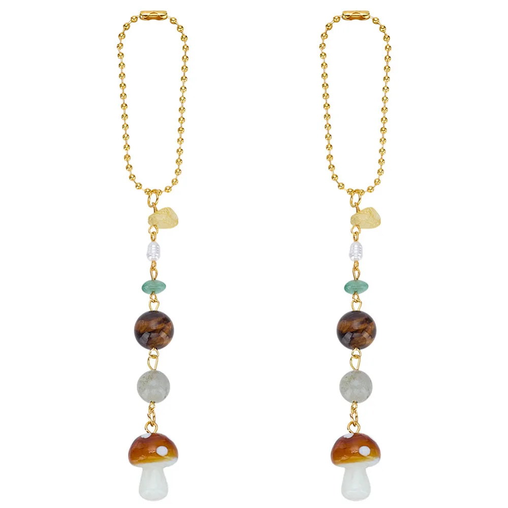 2Pcs Mushroom Hanging Decor Mixed Color Mushroom Hanging Car Charm Rear View Mirror Accessories Cute Boho Accessories for Women