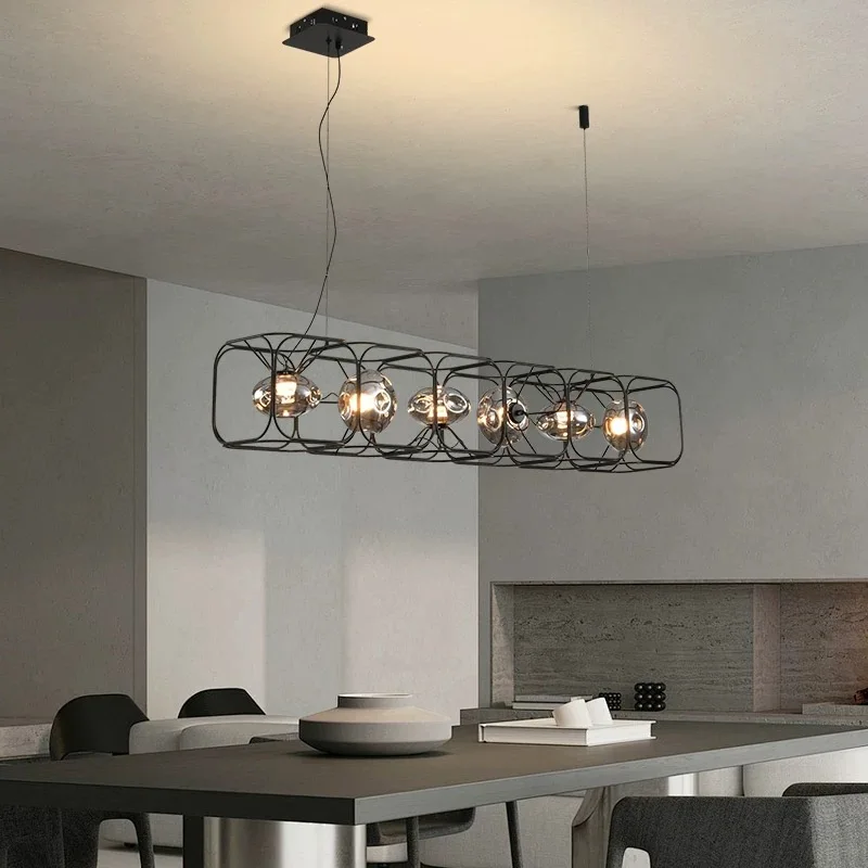 

Scandinavian LED Stainless Steel Black Glass Chandelier, Dimmable Novelty Home Decor Floor Lamp for Dining Room, Bedroom