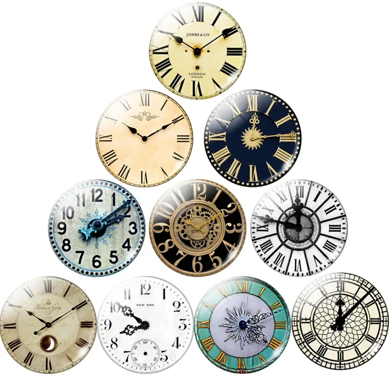 Round Photo Retro Clock Pocket Watch Pattern Glass Cabochon for DIY Jewelry Making Findings 25MM Demo Flat Back Making Findings