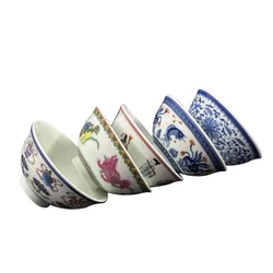 Jingdezhen Porcelain Blue and White Pastel Figure Fish Ceramic Single Cup Tea Bowl Water Cup Master Cup