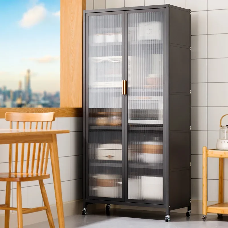 Kitchen shelves Floor-to-ceiling multi-layer dining side storage cabinets Microwave cabinets Household multi-functional lockers