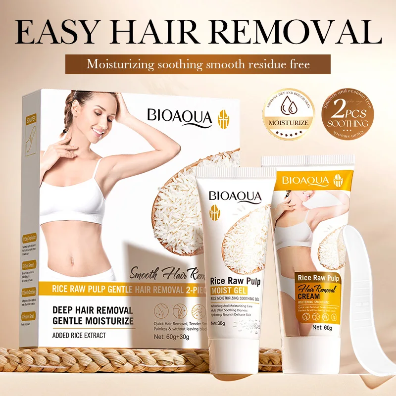 

Hair Removal Cream BIOAOUA Rice Raw Powder Gentle Hair Removal Care 2-piece Set Clean and Painless Hair Removal