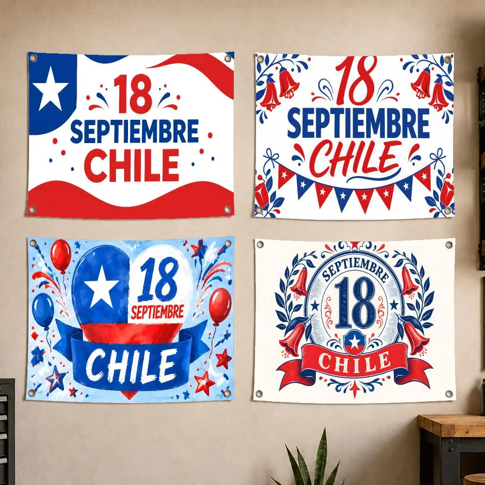 Chilean September Celebrations Flags Decoration Art Picnic Party Home Hanging Camping Outdoor Party Banner