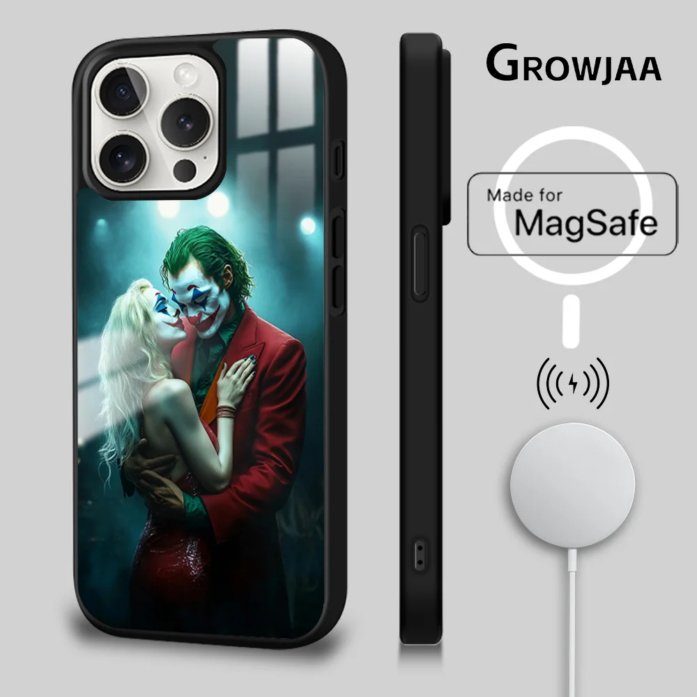 H-Harley Q-Quinn C-Clown Phone Case For iPhone 16 15 14 13 12 11 Pro Max Plus Mini Magsafe Mirror Wireless Magnetic Cover