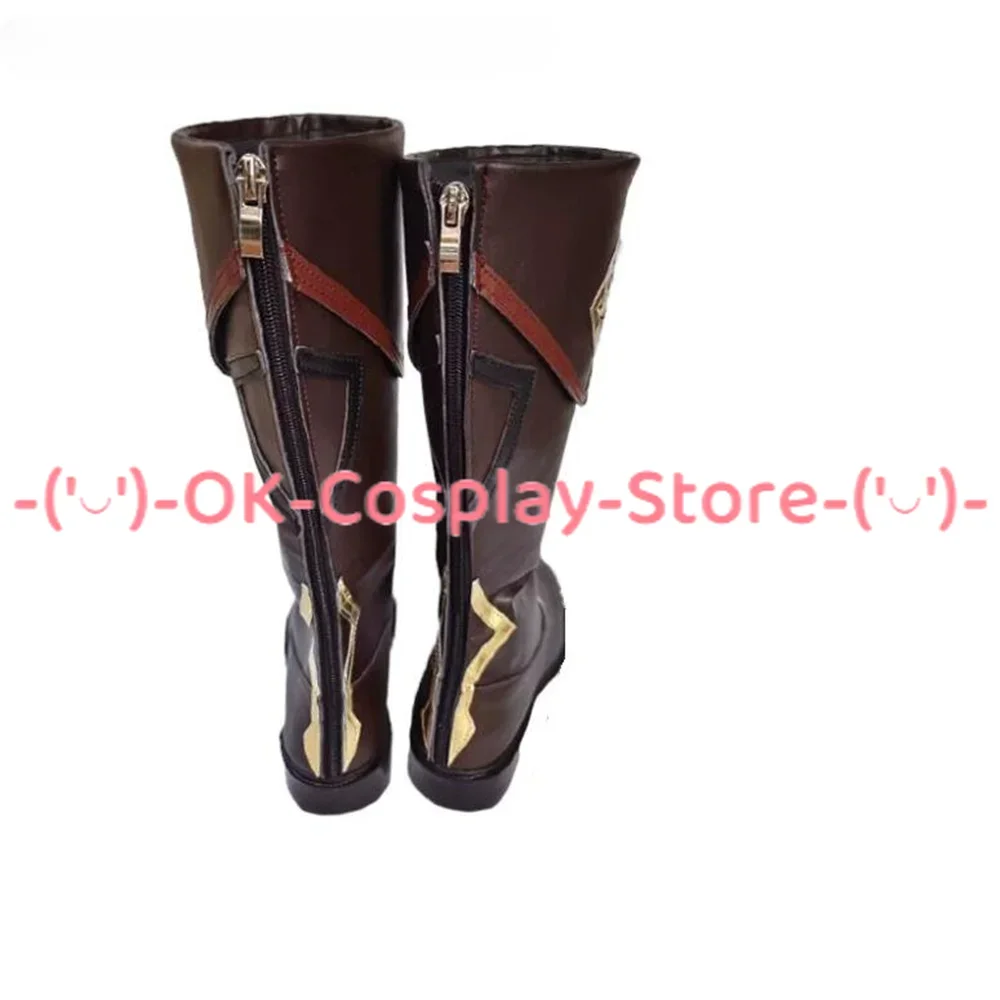 [맞춤형] 파보니우스 기사단 몬드슈타트 카예아 알베리히 겐신 임팩트 코스프레 신발 애니메이션 롤플레이 소품 파티 PU 가죽 부츠