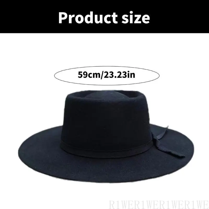 

R1WE Wool Felted Hat Wide Border Unisex Hat Fashionable Western Hat Casual Wear for Social Gatherings