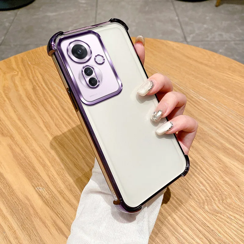 For Oppo Reno11F Case OPPO Reno 11F 5G Cover CPH2603 Phone Case Reno 11F Soft Bumper Shockproof Protect Cover Clear electroplate