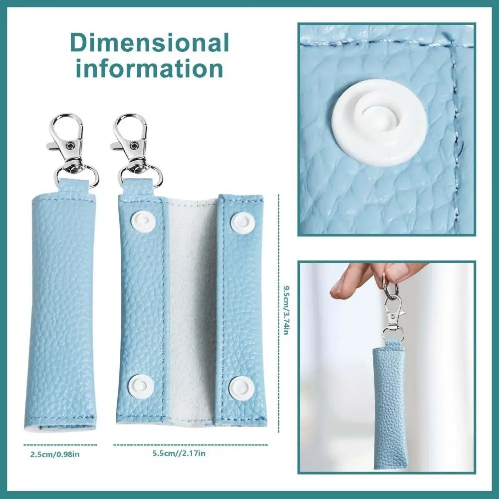 Portable Lychee Pattern Coin Purse Buckle with Keychain Headphone Storage Bag Multi-function Solid Color Coin Bag Daily