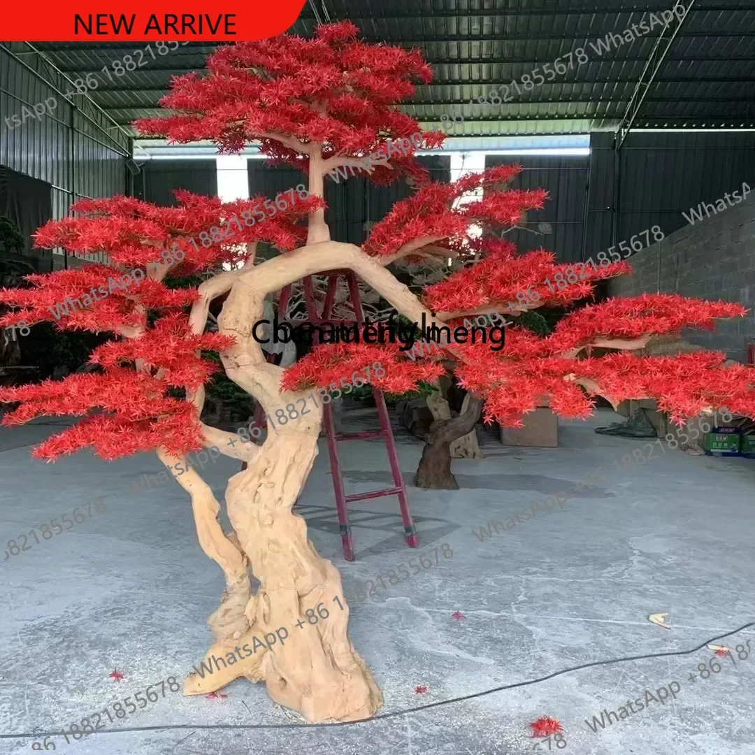 z183    Red maple tree simulation landscape ornament indoor and outdoor fake tree window shopping mall hotel decoration