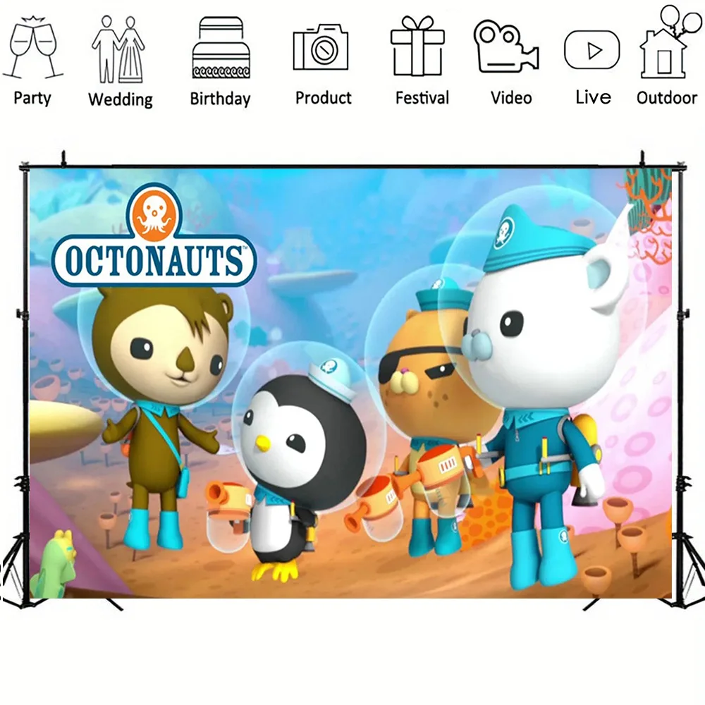 

Octonuts Tapestry Background Cloth Kids Birthday Party Decoration Photography Cloth Background Cloth Shower Background Photo