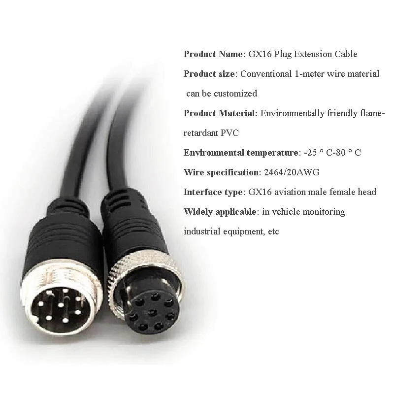 Waterproof GX16 Female Male Extension Line IP67 2 3 4 5 6 7 8 9 Pin Connector Cable f Automobile Monitoring Industrial Equipment