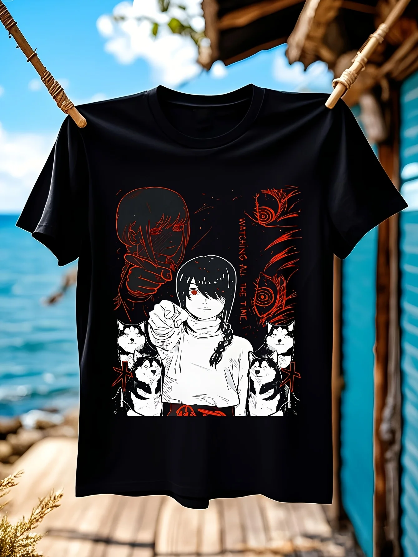 Человек с бензопилой Denji Makima Denji Аниме Манга Черная рубашка Все футболки Nayuta