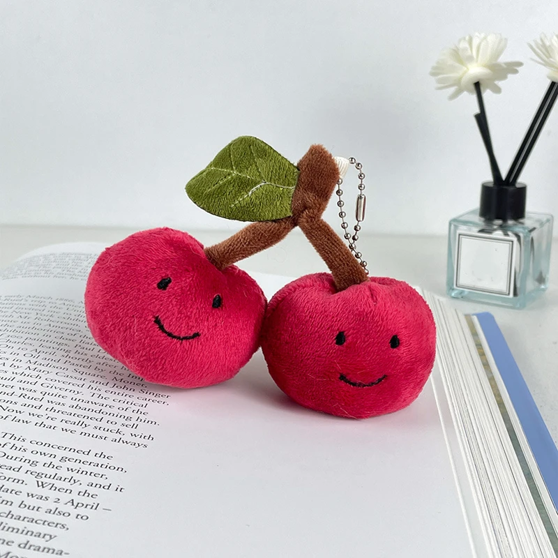 Cute Fruit Plush Pendant Cherry Doll Keychain Small Accessory for Schoolbags Simulated Cherry Design New Arrival