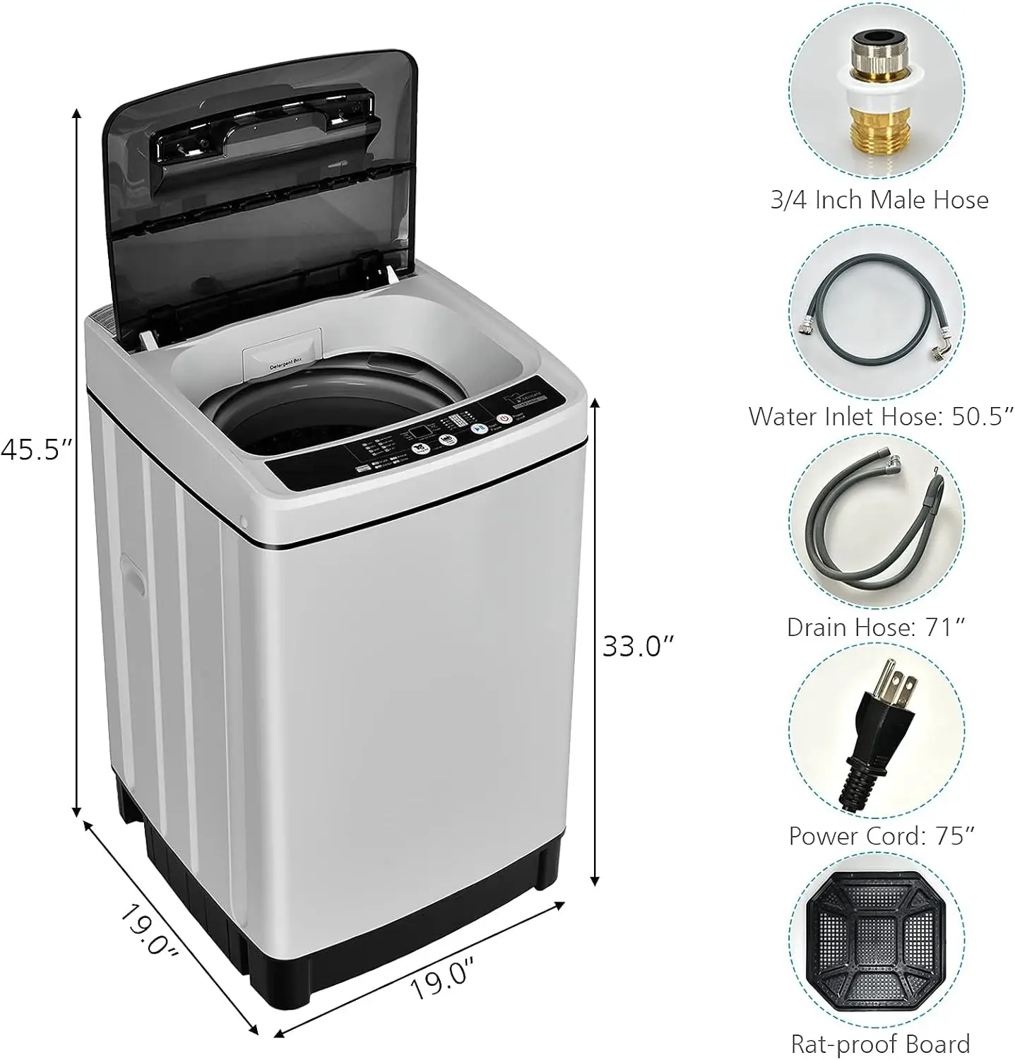 Full Automatic Washing Machine, 2 in 1 Portable Laundry Washer 1.5Cu.Ft 11lbs Capacity Washer and Spinner Combo 8 Programs 10 Wa