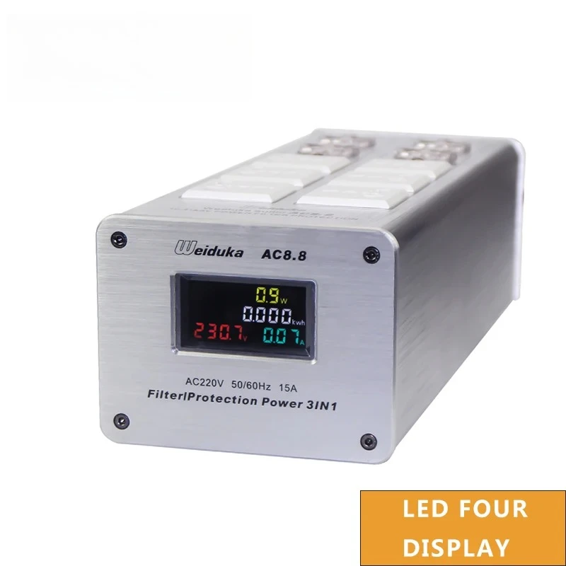 Weiduka AC8.8 3000W LED Display  US Audio Power Filter Purifier Conditioner Lightning Protection AC Power Socket