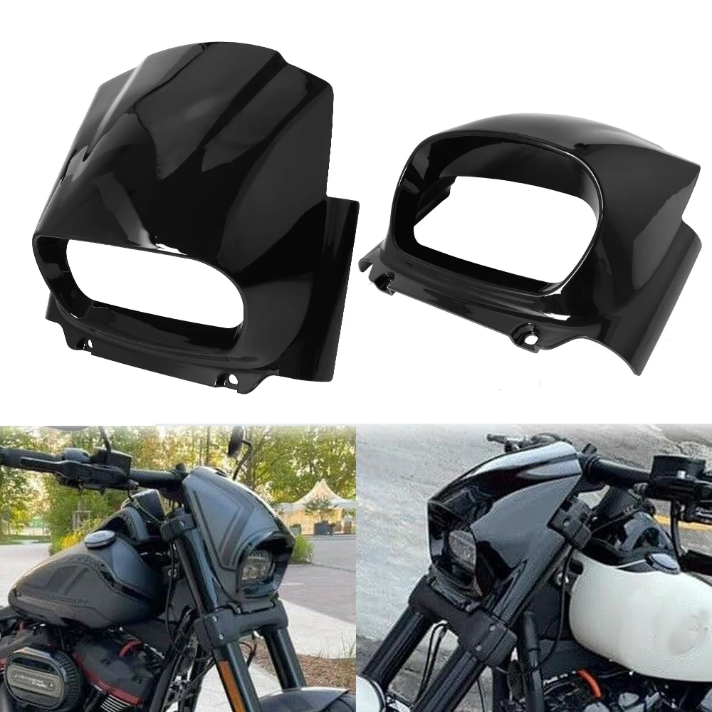 Motorcycle Light Black ABS Headlamp Front Cowl Headlight Fairing Cover For Harley M8 Softail Fat Bob FXFB FXFBS 2018-2022 2021