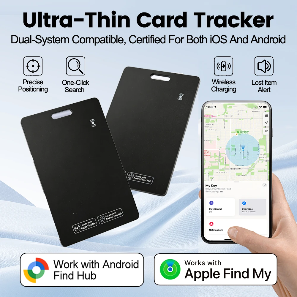 

Smart Tracker Card Wallet Tracker Compatible with Google & iOS Find My App Ultra Thin Anti Lost Locator Card for Wallet Suitcase